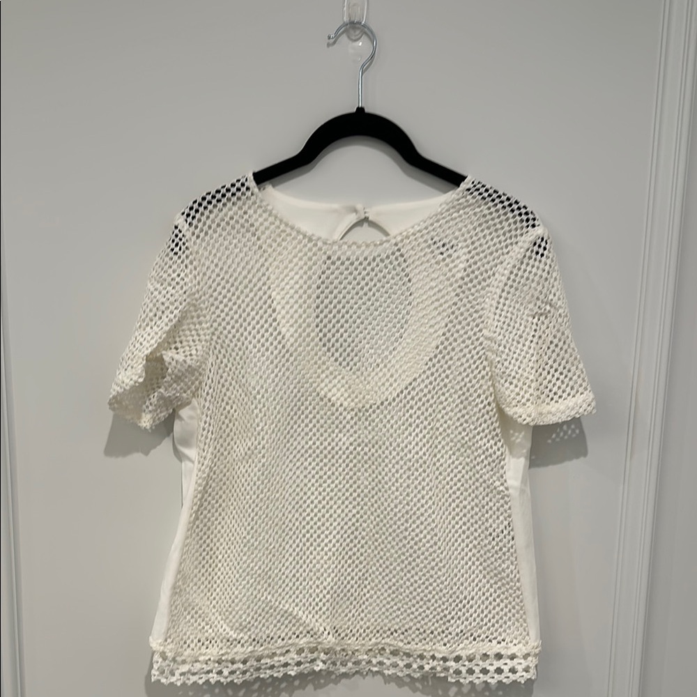 Elegant White mixed Fabric knit Top